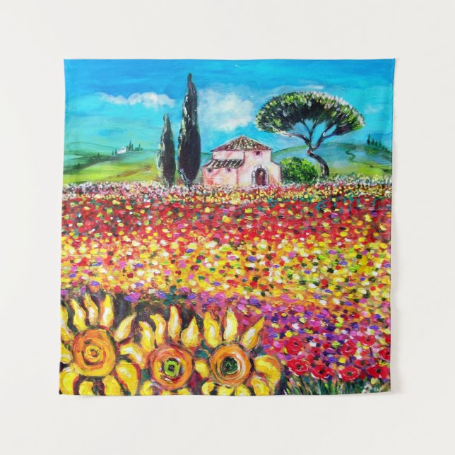 Tenture Murale FLORE EN TOSCANE/ Champs, Pépites et tournesols (Devant)