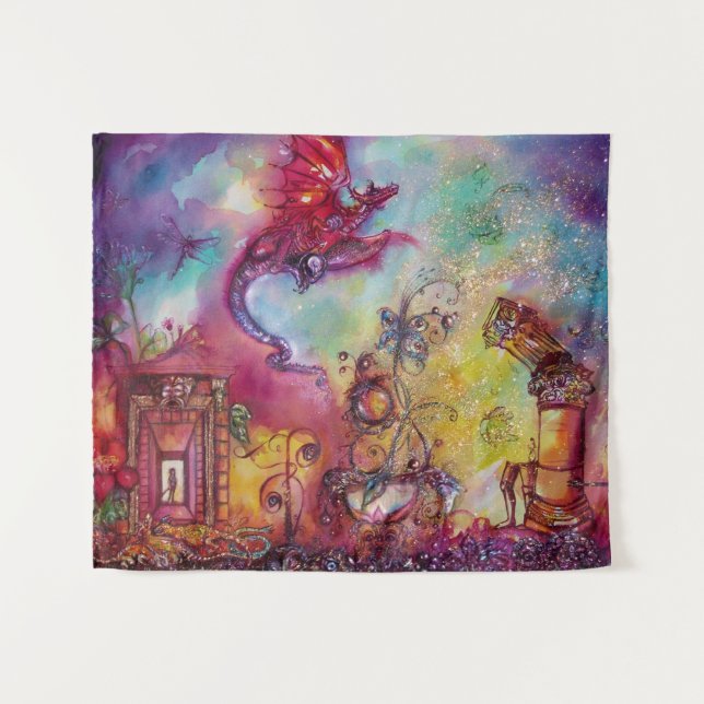 TENTURE MURALE JARDIN DES OMBRES PERDUES / DRAGON ROUGE DE VOL (Devant (Horizontal))