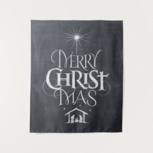 Tenture Murale Joyeux Noël Christian Calligraphy Chalkboard
