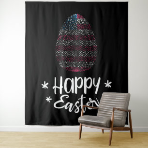 Tenture Murale Joyeux oeuf de Pâques et de Pâques avec drapeau am