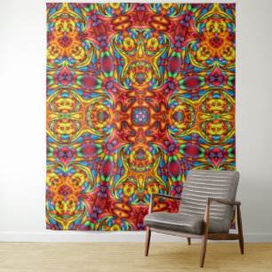 Tenture Murale Kaléidoscope vintage rouge bizarre de fractale de