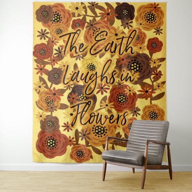 Tenture Murale La Terre rit en Fleurs extra grandes (En situation)