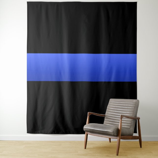 Tenture Murale Ligne bleue mince (En situation)