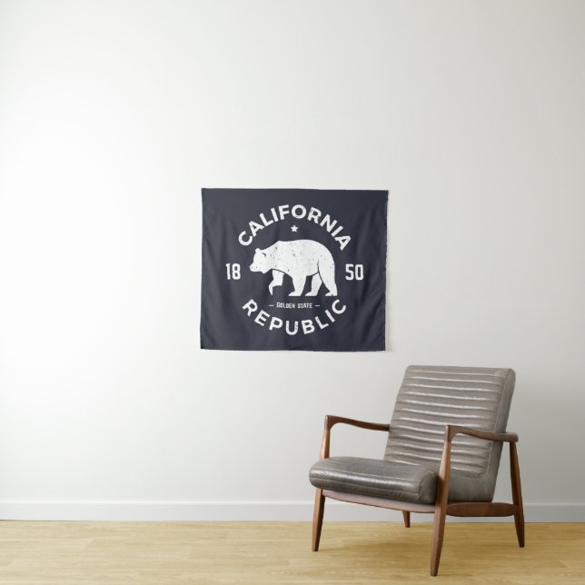 Tenture Murale Logo | de la Californie le Golden State (En situation (horizontale))