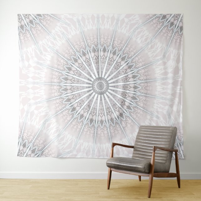Tenture Murale Mandala gris pâle (En situation (horizontale))
