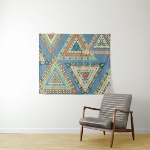 Tenture Murale Motif indien tribal   bleu extérieur de Geo X