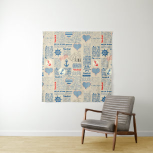 Tenture Murale Motif nautique de journal