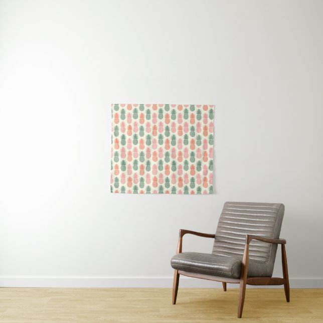 Tenture Murale Motif vintage d'ananas (En situation (horizontale))