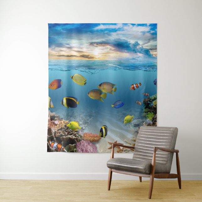 Tenture Murale Océan Corail Reef Poisson tropical (En situation)