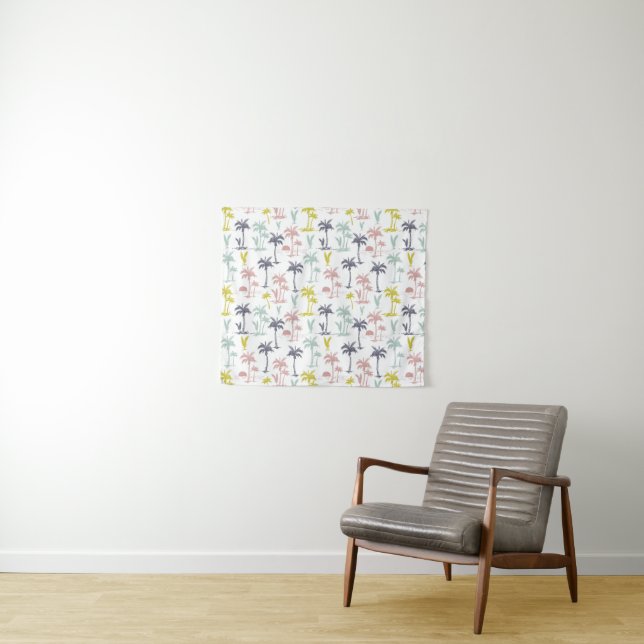 Tenture Murale Palmier en pastel par le motif de plage (En situation (horizontale))