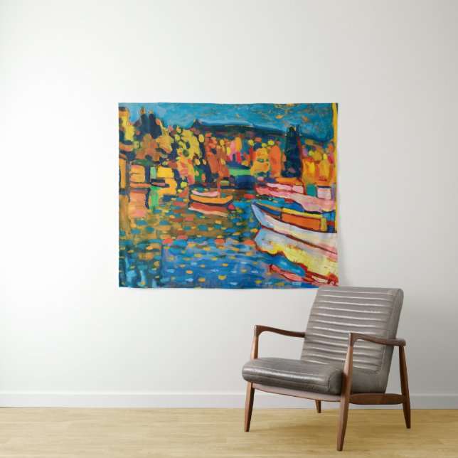 Tenture Murale Paysage d'automne avec bateaux de Wassily Kandinsk (En situation (horizontale))