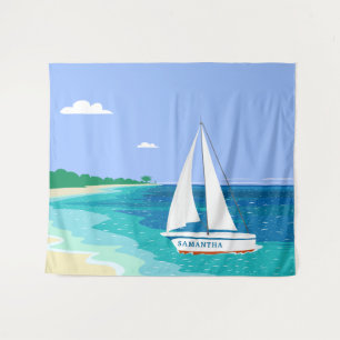 Tenture Murale Plage tropicale côtière de Monogram Sailboat
