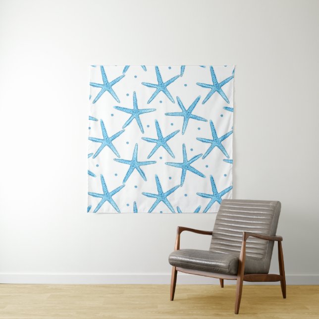 Tenture Murale Profil sous convention astérisque bleu de mer (En situation (horizontale))