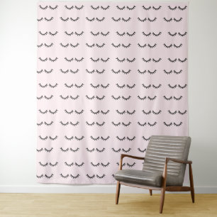 Tenture Murale Rougissent les cils noirs roses