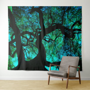 Tenture Murale Sous l'arbre en turquoise