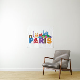 Tenture Murale Typographie colorée de Paris, France