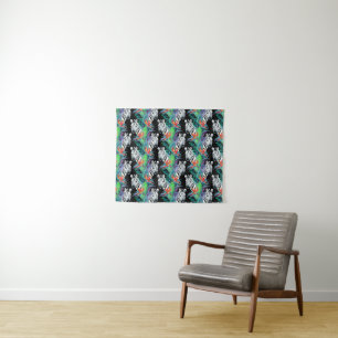 Tenture Murale Zèbre et motif de fleurs exotique