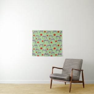 Tenture Murale Zèbres parmi des fleurs de ketmie