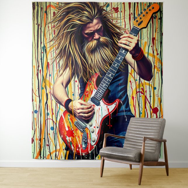 Tenture Musicien de rock (En situation)