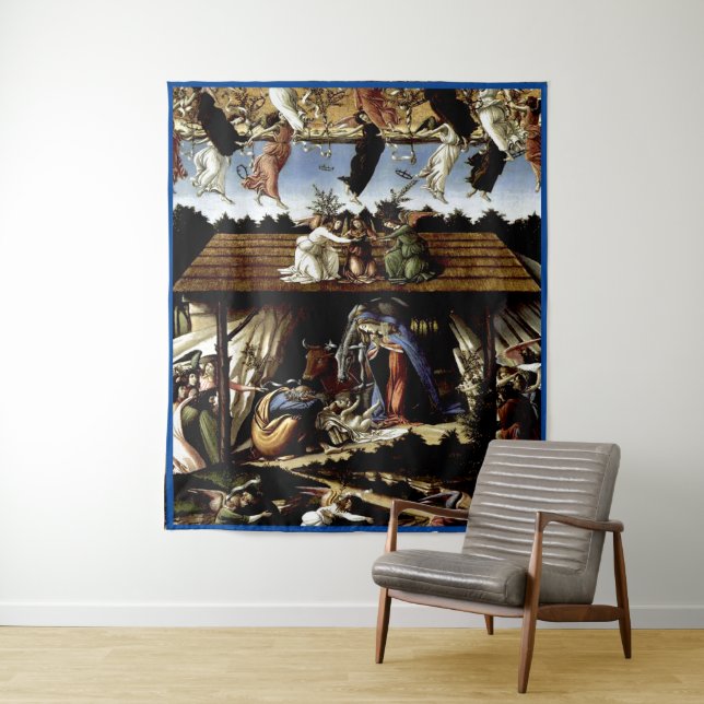 Tenture Nativité mystique : Peinture à l'huile de Botticel (En situation)