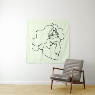 Tenture Nature à l'intérieur - Abstraite ligne faciale bot