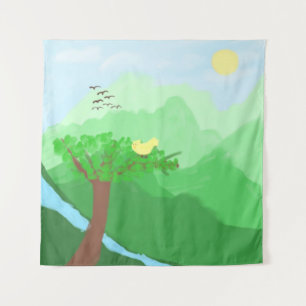 Tenture Nature peinte avec des couleurs acryliques art