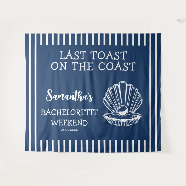 Tenture Nautical Seashell Bachelorette Party Dernier toast (Devant (Horizontal))
