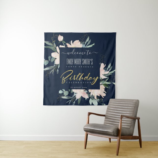 TENTURE NAVY BLUSH OR FLORAL BIENVENUE ANNIVERSAIRE TOUTE  (En situation)