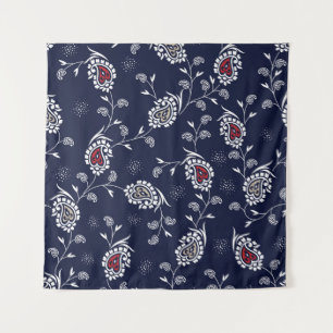Tenture Navy Paisley : Design Motif élégant.