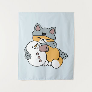 Tenture Neige beaucoup amusant Chat hiver vacances Design