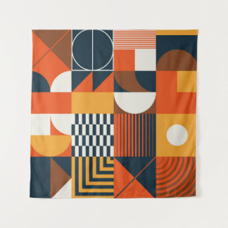 Tenture Neo geo : composition abstraite vintage