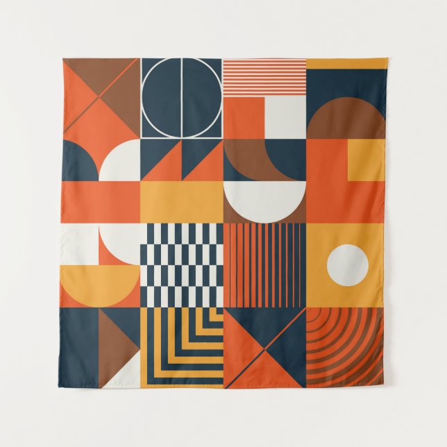 Tenture Neo geo : composition abstraite vintage (Devant)