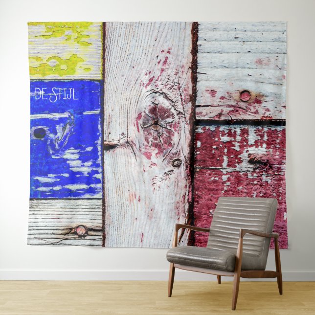 Tenture Néoplasticisme amusant style d'art en bois personn (En situation (horizontale))