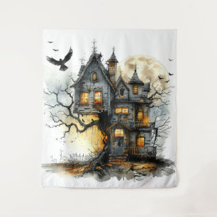 Tenture Nid de cauchemars : Halloween du manoir arboré
