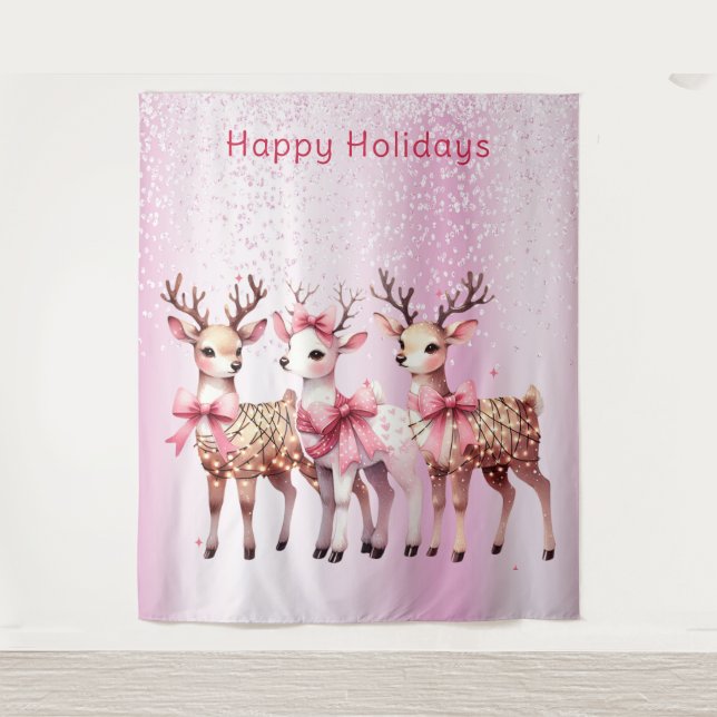 Tenture Noël Deer Holiday Backdrop (Devant)