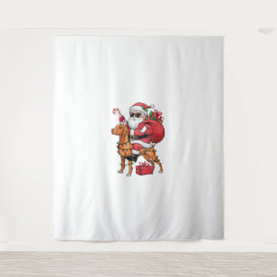 Tenture Noël Éclairage Père Noël équitation Vizsla Chien N
