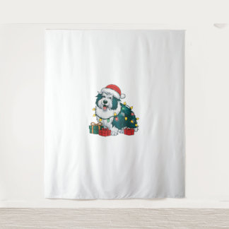 Tenture Noël Éclairage Santa Chapeau Islandais Sheepdog Ch