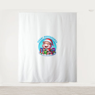 Tenture Noël Moo Deng Merry Moodengmas Baby Hippo Chr