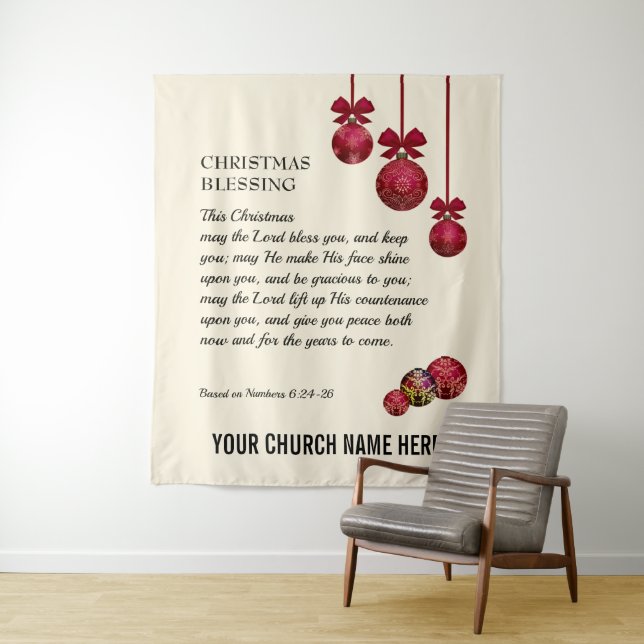 Tenture Noël QUE LE SEIGNEUR VOUS BÉNISSE Église (En situation)