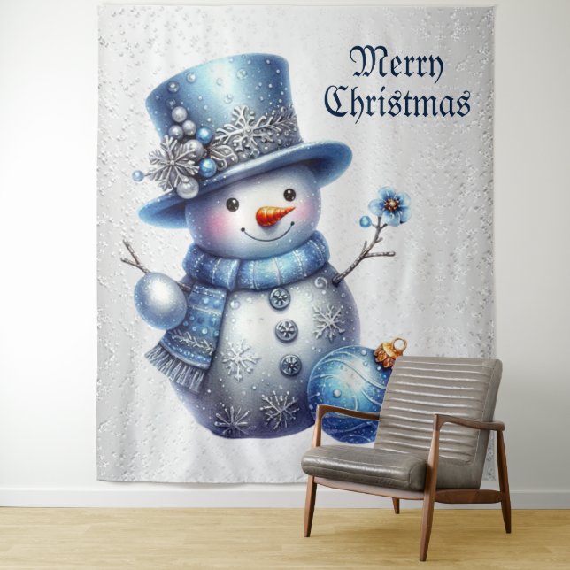 Tenture Noël Snowman Élégant Vacances d'hiver (En situation)