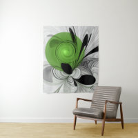 Noir Abstrait et blanc avec art fractal vert