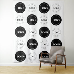 Tenture Noir blanc deux ronds Logo étape et répéter classi