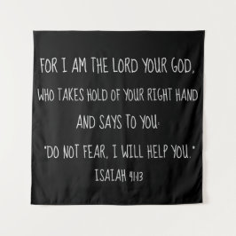 Tenture Noir de message de vers de bible de 41:13 d'Isaïe