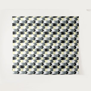 Tenture Noir, gris, chevron jaune