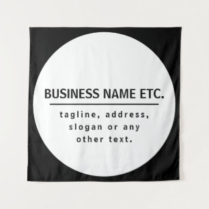 Tenture Nom commercial & Slogan/autre texte   Noir et blan
