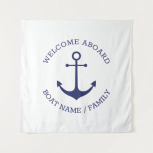 Tenture Nom de bateau personnalisé Bienvenue à bord ancre 