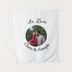 Tenture nom de photo circulaire de couple amoureux mariage