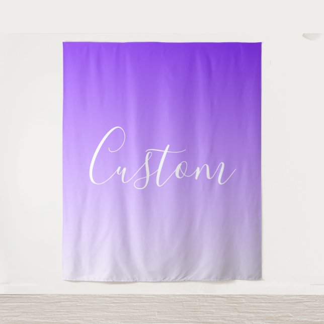 Tenture Nom de script cursif & ombre violet clair modifiab (Devant)