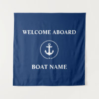 Nom du bateau nautique Ancre Bienvenue Carré bleu