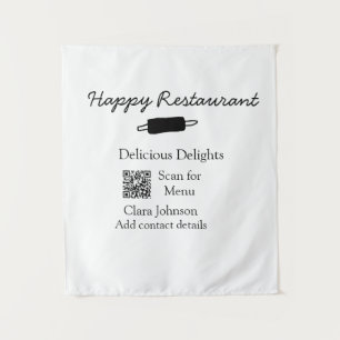 Tenture Nom du restaurant scan QR menu ajouter les coordon